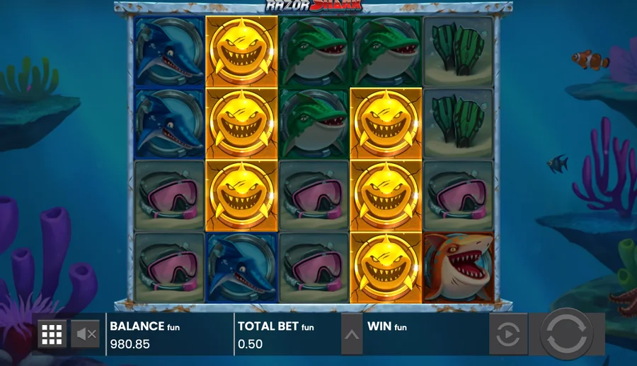 Golden sharks revealed on the second and fourth reels